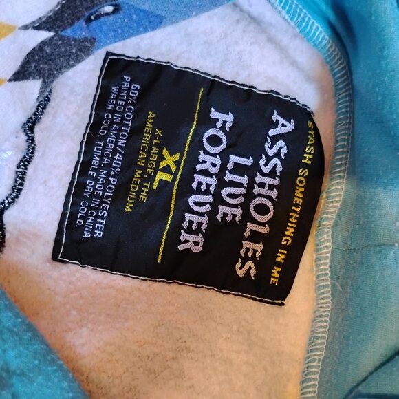 Men's Multicolor XL Assholes Live Forever Hoodie Linda Finegold - Picture 3 of 5